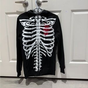 Skeleton Ribcage Black Zip-Up Hoodie